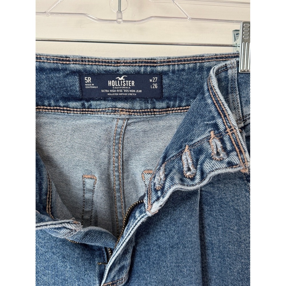 Hollister Ultra High Rise 80's Mom Jeans Vintage Stretch Button Fly Blue Denim - Picture 11 of 15